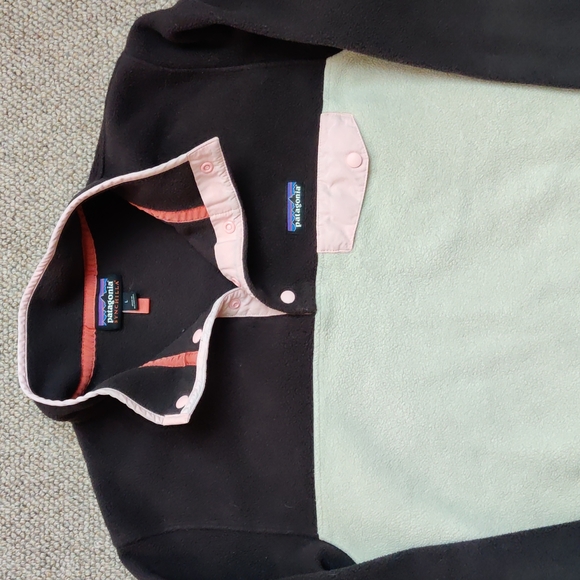 Patagonia Snap-T Synchilla fleece pullover sweater in dark brown and beige, L - Picture 5 of 8